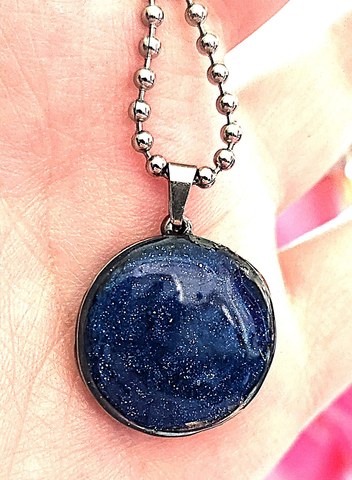 Round Blue Crayon Necklace