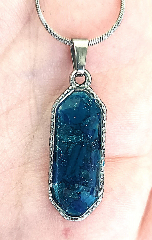 Teal Crayon Necklace
