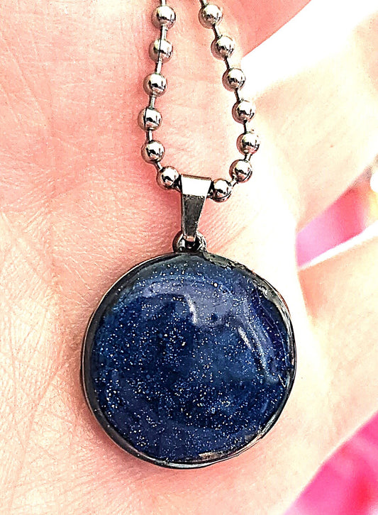 Round Blue Crayon Necklace