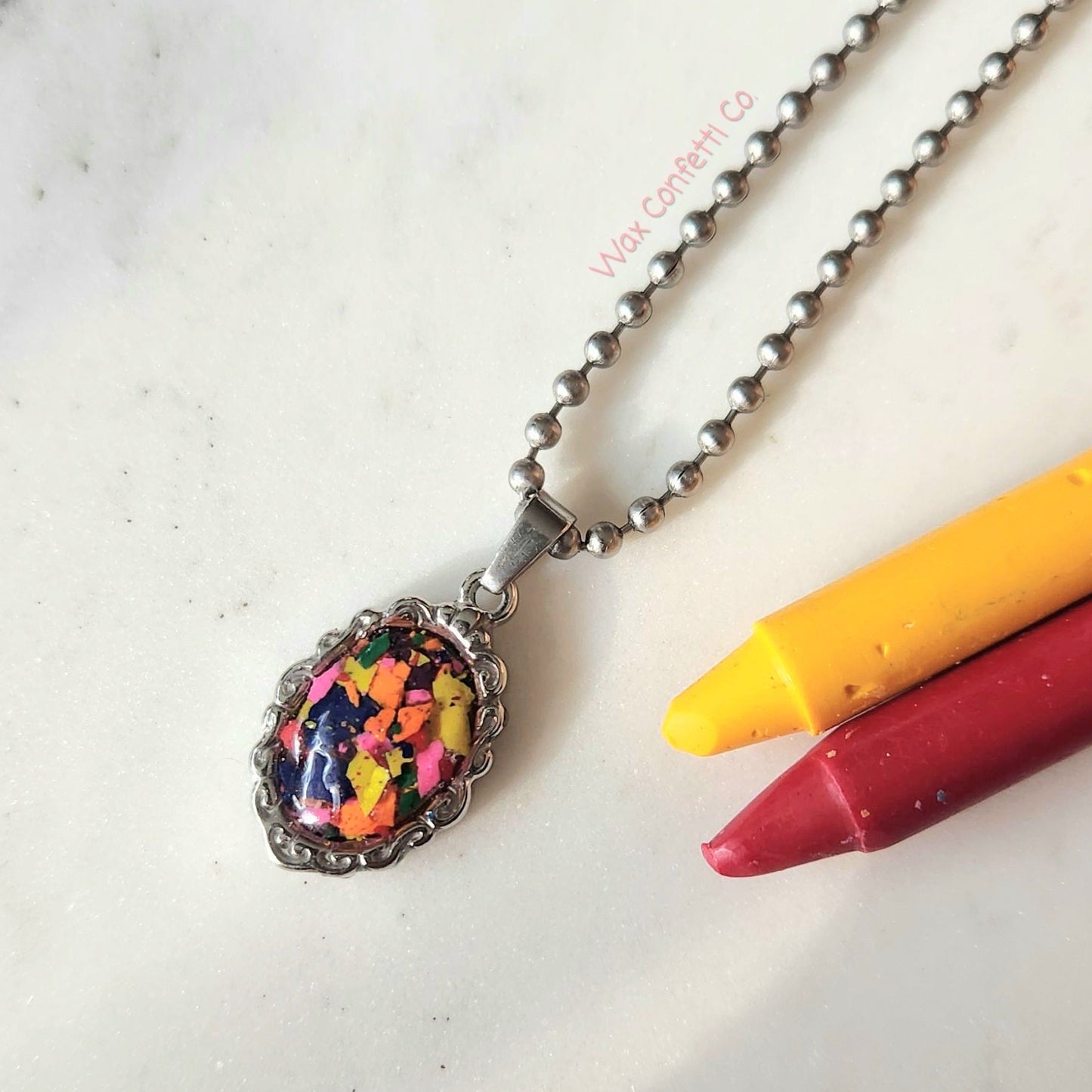 Oval Rainbow Crayon Necklace