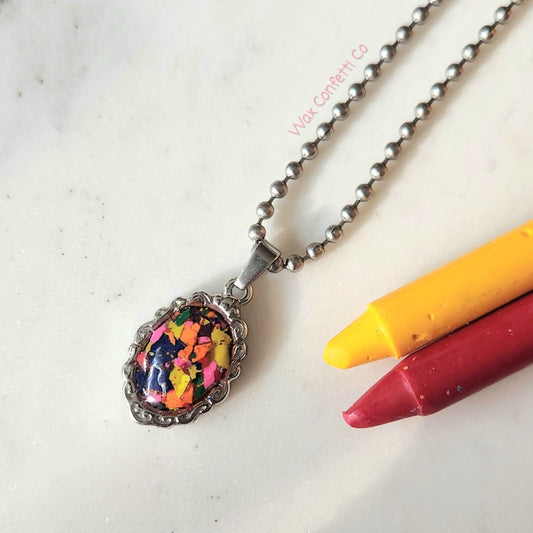 Oval Rainbow Crayon Necklace