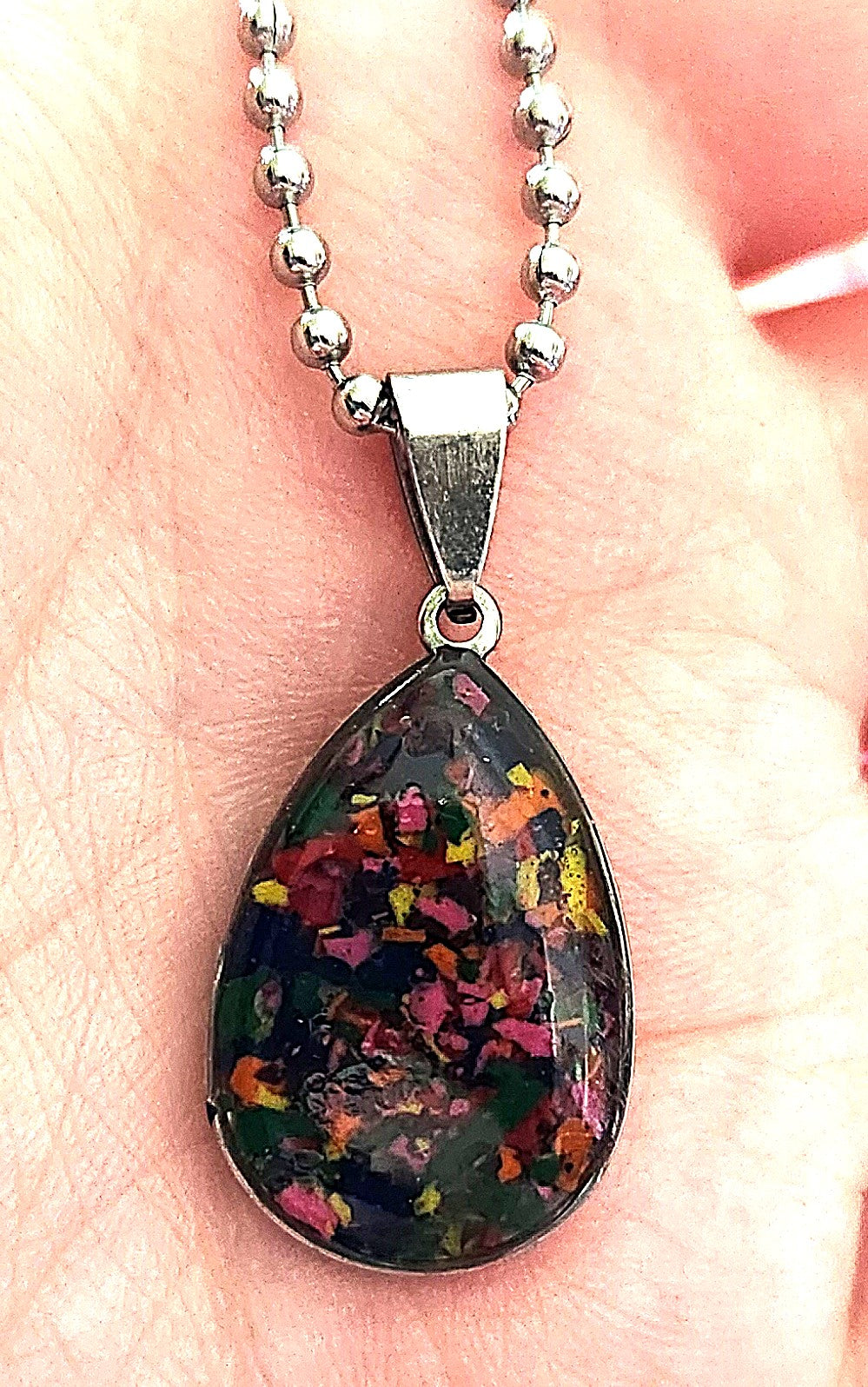 Rainbow Teardrop Crayon Necklace